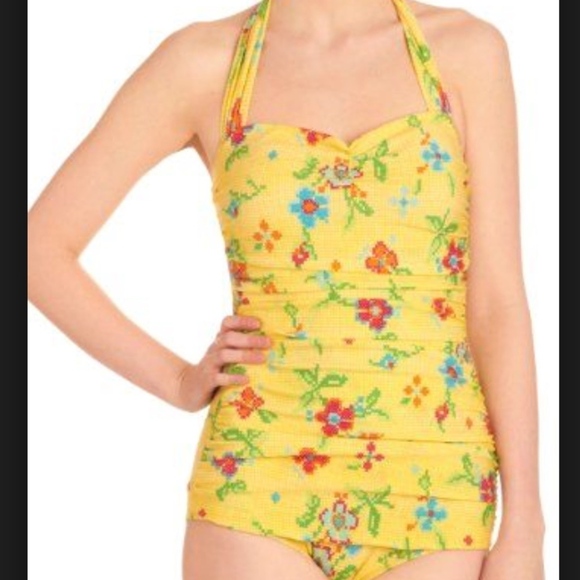 Esther Williams 50s Pinup Yellow Swimsuit 6 - Picture 2 of 8
